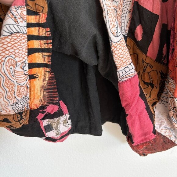 Ashro Top Ethnic Patchwork 3/4 Bat Sleeve Shirt Dbl Cloth Rayon Cotton - Picture 7 of 10